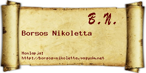 Borsos Nikoletta névjegykártya